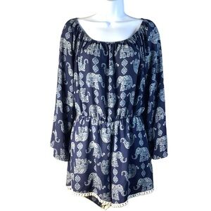Jessie & J Elephant Romper Long Sleeve Size Large